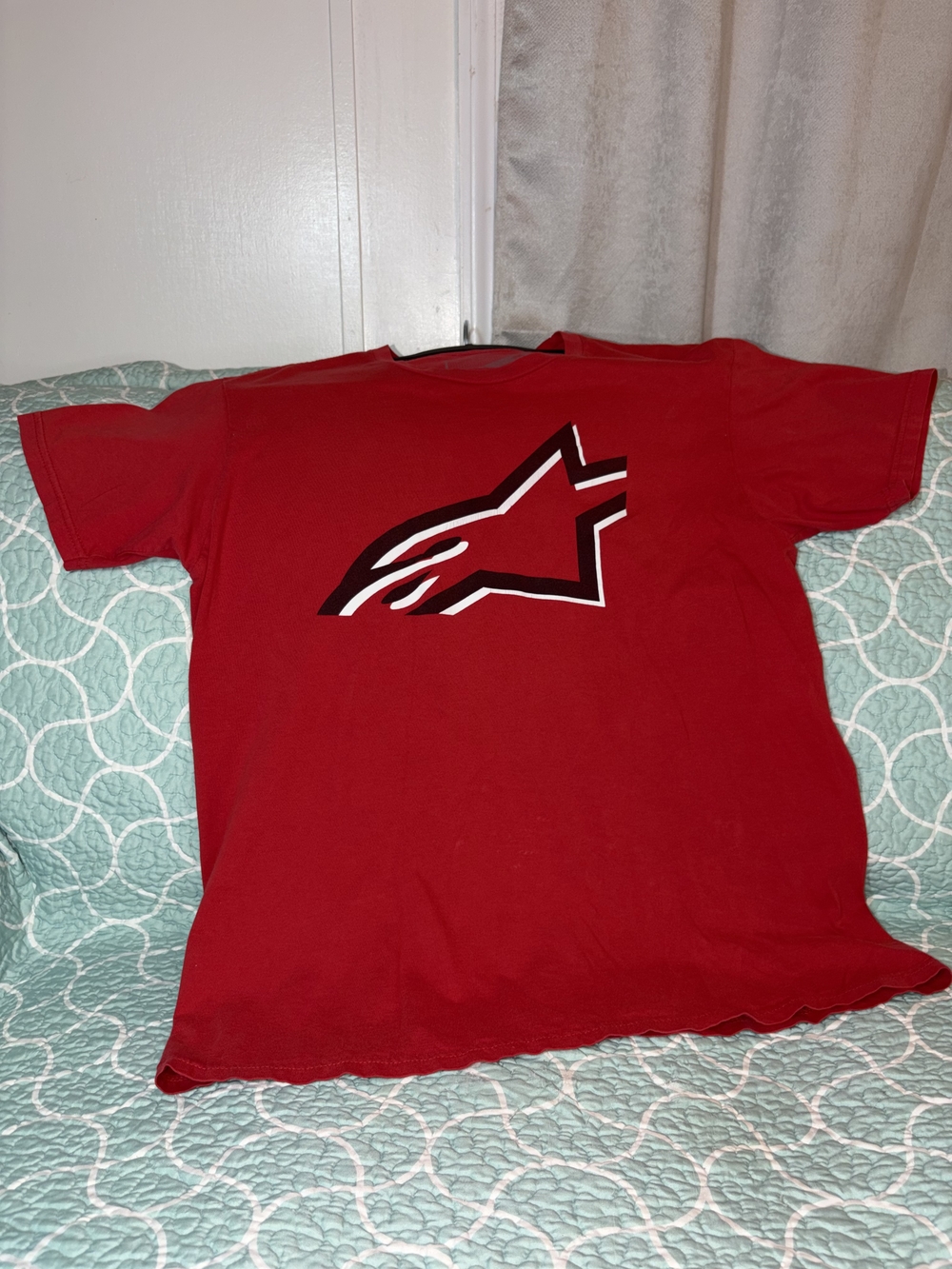Alpinestars Red Crewneck Tee with Contrast Logo